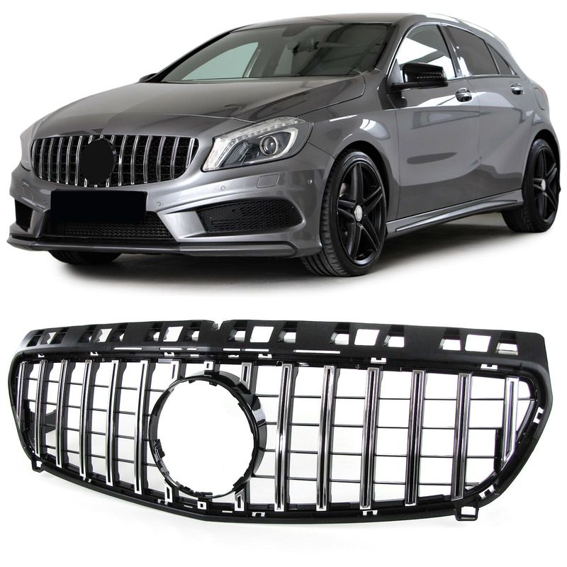 Mercedes A Class GT Style Panamericana Grille Silver W176