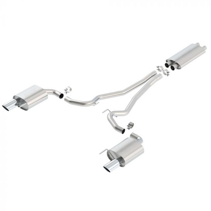 Borla Cat-Back Exhaust System 2-1/2&quot; EC-Type Single Round Rolled Angle-Cut Tip Mustang GT 2015-2016