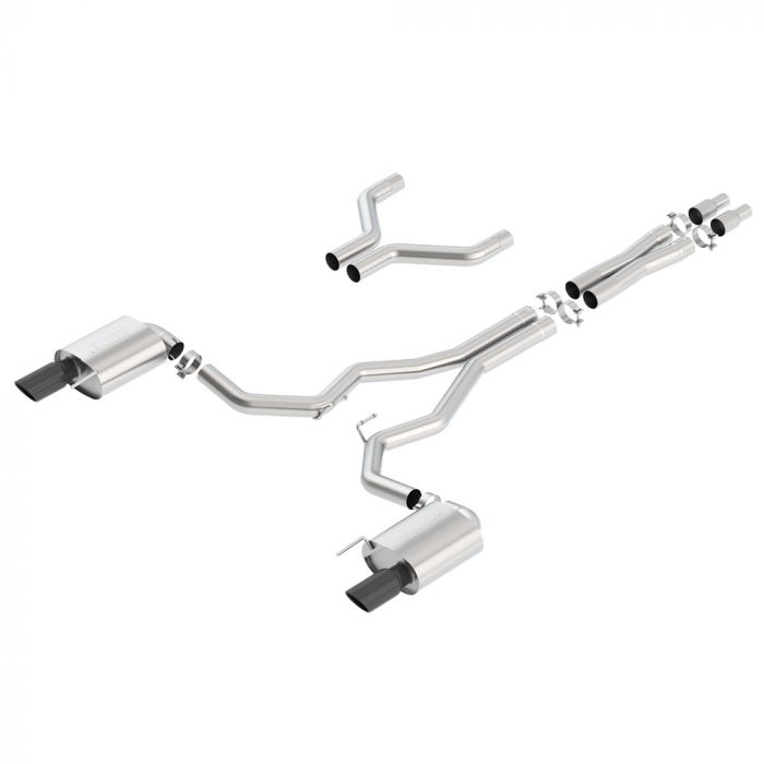 Borla Cat-Back Exhaust System 3&quot; S-Type With 4&quot; Black Tips GT Fastback 2015-2017