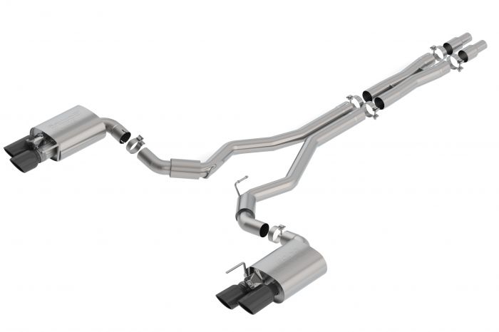 Borla Cat-Back Exhaust System S-Type Stainless Steel 3&quot; With 4&quot; Black Tips For Active Exhaust Fastback GT 2018-2021