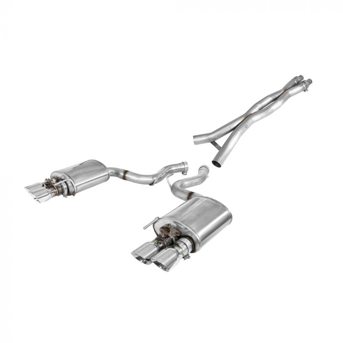 Corsa Cat-Back Exhaust System 3&quot; Active Sport To Xtreme With 4&quot; Polished Quad Tips With Active Exhaust Fastback GT 2018-2021