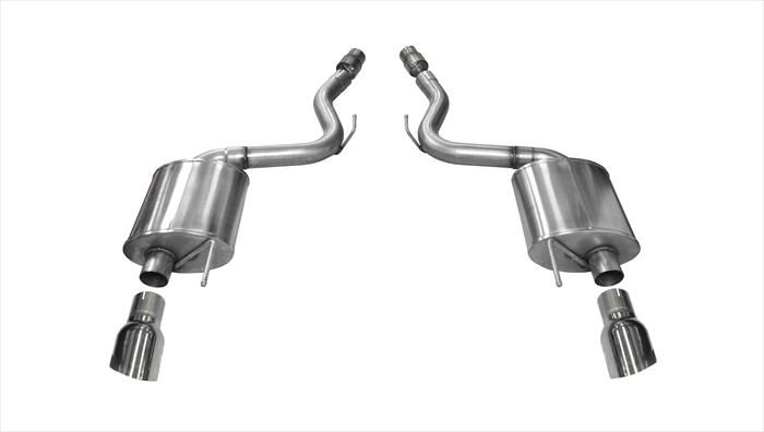 Corsa Axle-Back Exhaust System Touring 3&quot; Stainless Steel With 4-1/2&quot; Polished Tips Mustang Fastback GT 2015-2017